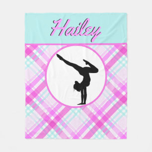 Girls Gymnastics Pastel Pinks and Teals Fleece Blanket
