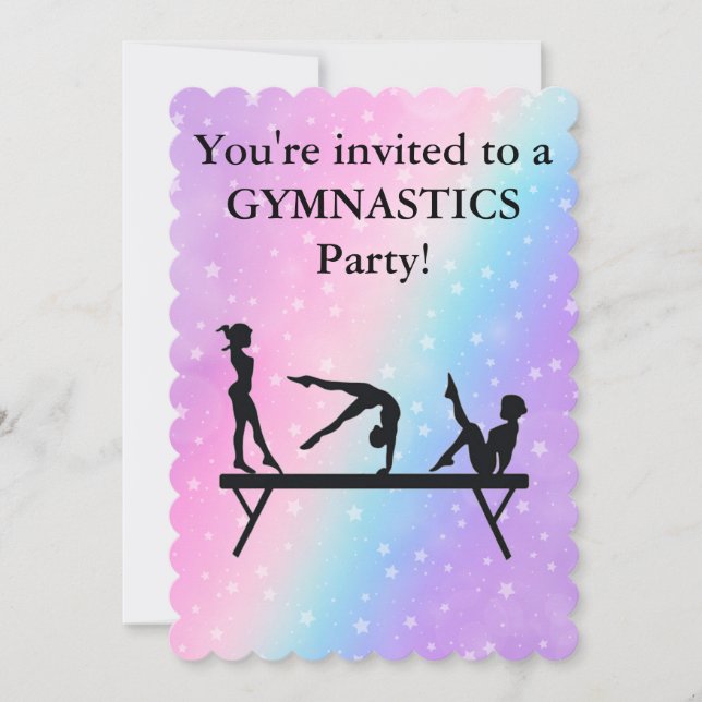 Girls Gymnastics Pastel Stars Birthday Party (Front)