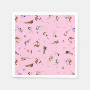 Girls Gymnastics Pink Birthday Party Napkins