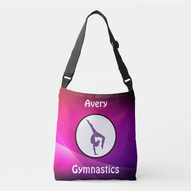 Girls Gymnastics Pink & Purple Crossbody Bag (Front)