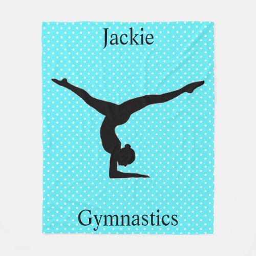 Girls Gymnastics Polka Dot Fleece Blanket