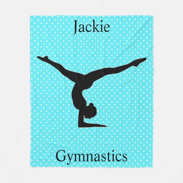 Girls Gymnastics Polka Dot Fleece Blanket (Front)