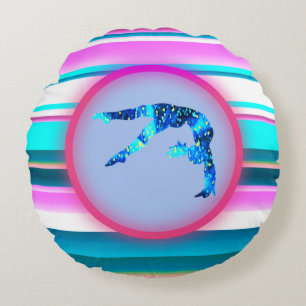 Girls Gymnastics, Power Tumbling, Handspring    Round Pillow