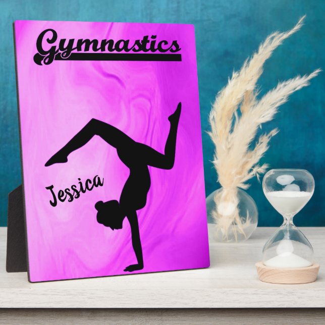 Girls Gymnastics Purple Swirl Personalized    Plaque (Side)