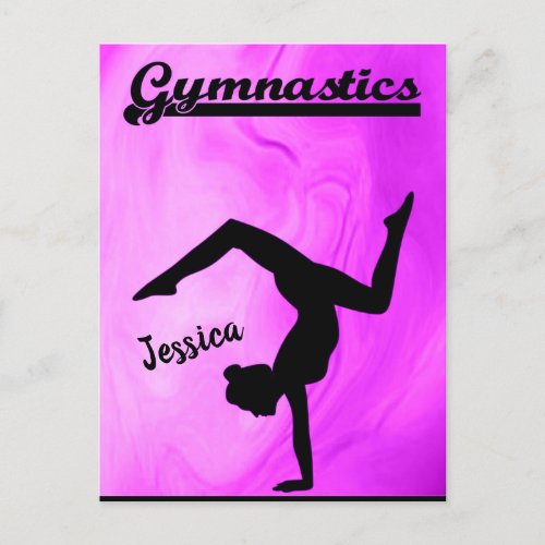 Girls Gymnastics Purple Swirl Personalized  Postcard