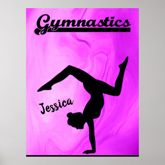Girls Gymnastics Purple Swirl Personalized    Poster (Front)