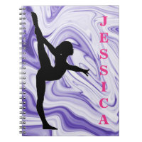 Girls Gymnastics Purple Swirls Photo Notebook