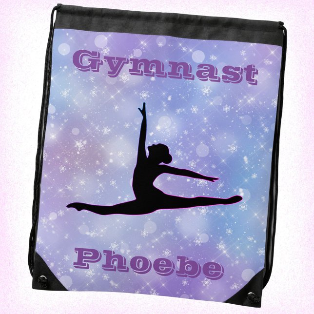 Girls Gymnastics Purple Winter Drawstring Bag (Creator Uploaded)