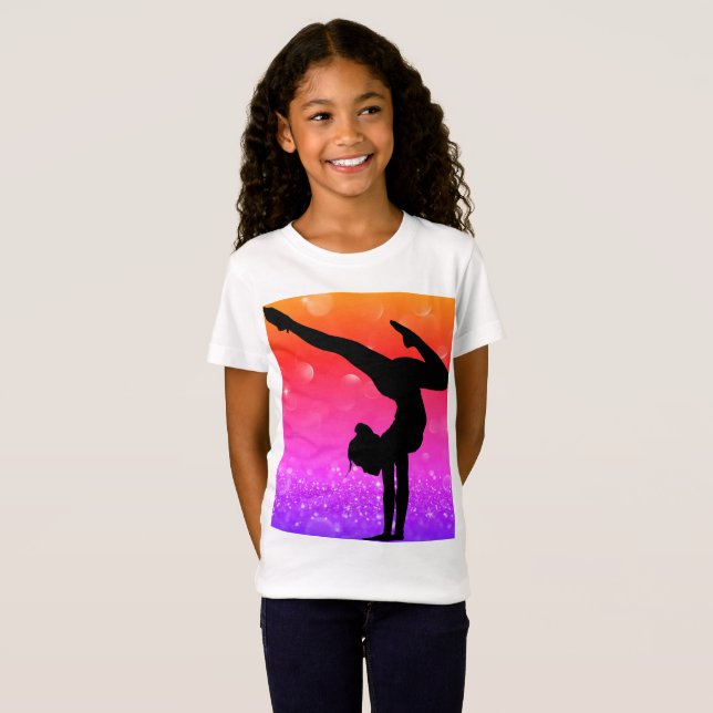 Girls Gymnastics Rainbow Gymnast T-Shirt (Front Full)
