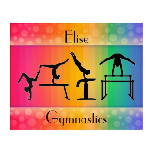 Girls Gymnastics Rainbow Personalized Acrylic Print