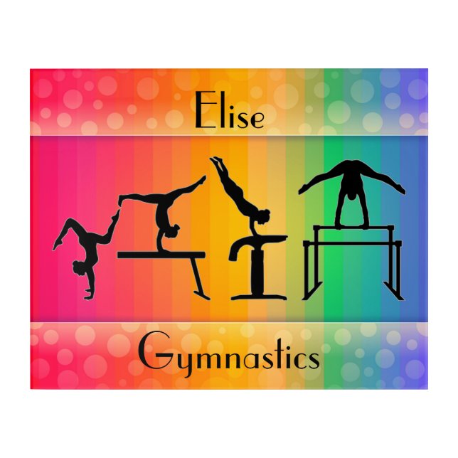 Girls Gymnastics Rainbow Personalized Acrylic Print (Front)