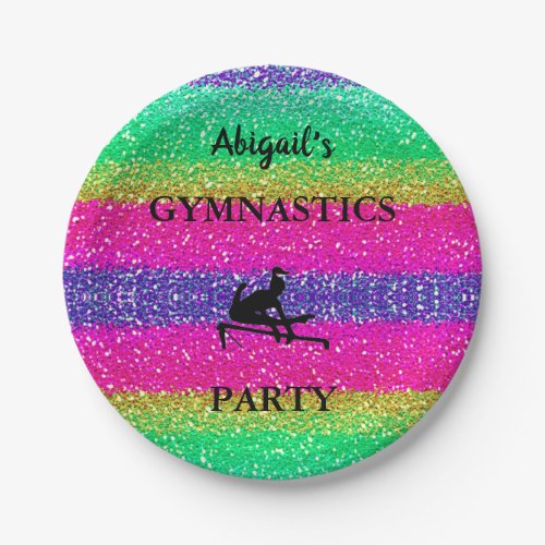 Girls Gymnastics Rainbow Sparkle Birthday Plates