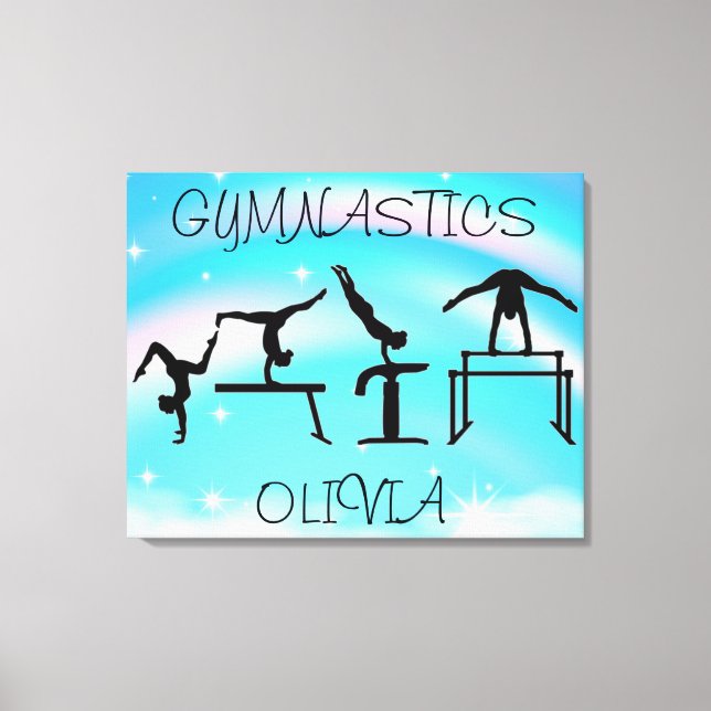 Girls Gymnastics Rainbow Swirls  Canvas Print (Front)