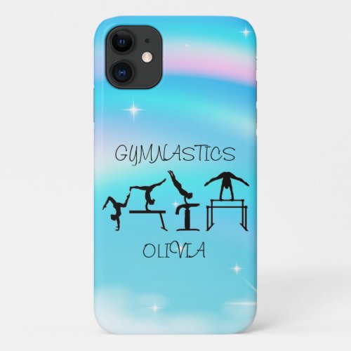 Girls Gymnastics Rainbow Swirls  iPhone 11 Case