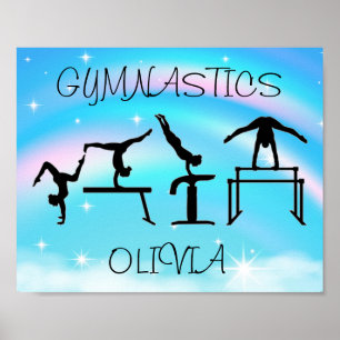 Girls Gymnastics Rainbow Swirls Poster