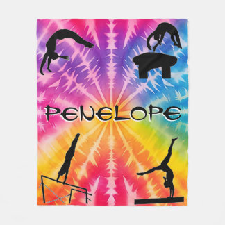 Girls Gymnastics Rainbow Tie-Dye Fleece Blanket