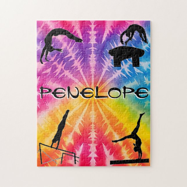 Girls Gymnastics Rainbow Tie-Dye Jigsaw Puzzle (Vertical)
