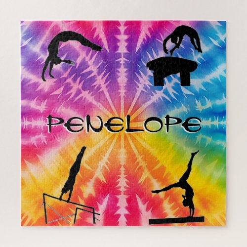 Girls Gymnastics Rainbow Tie_Dye Jigsaw Puzzle