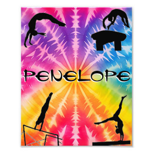 Girls Gymnastics Rainbow Tie-Dye Photo Print