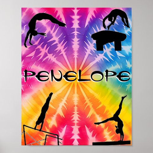 Girls Gymnastics Rainbow Tie_Dye Poster