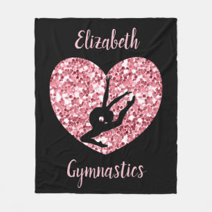 Girls Gymnastics Rose Gold Personalized Fleece Blanket