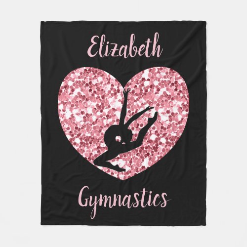 Girls Gymnastics Rose Gold Personalized Fleece Blanket