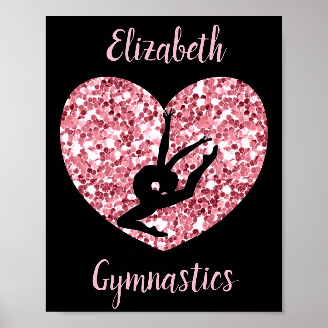 Girls Gymnastics Rose Gold Personalized Poster (Front)