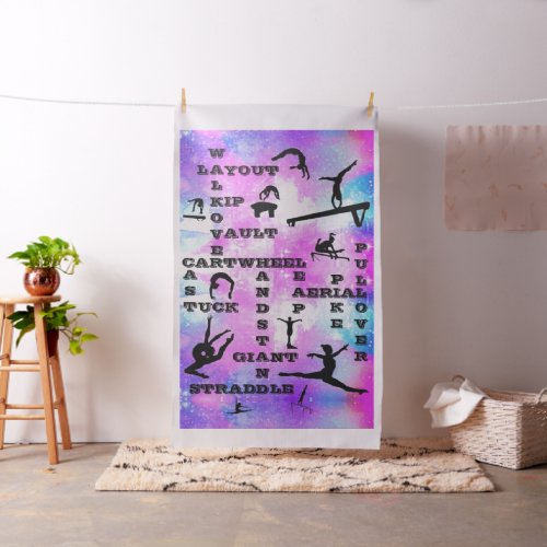 Girls Gymnastics Skills Crossword Large Print Fabric