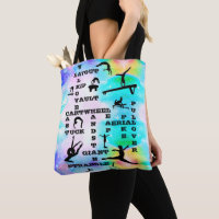 Girls Gymnastics Skills Crosswords Personalized Tote Bag