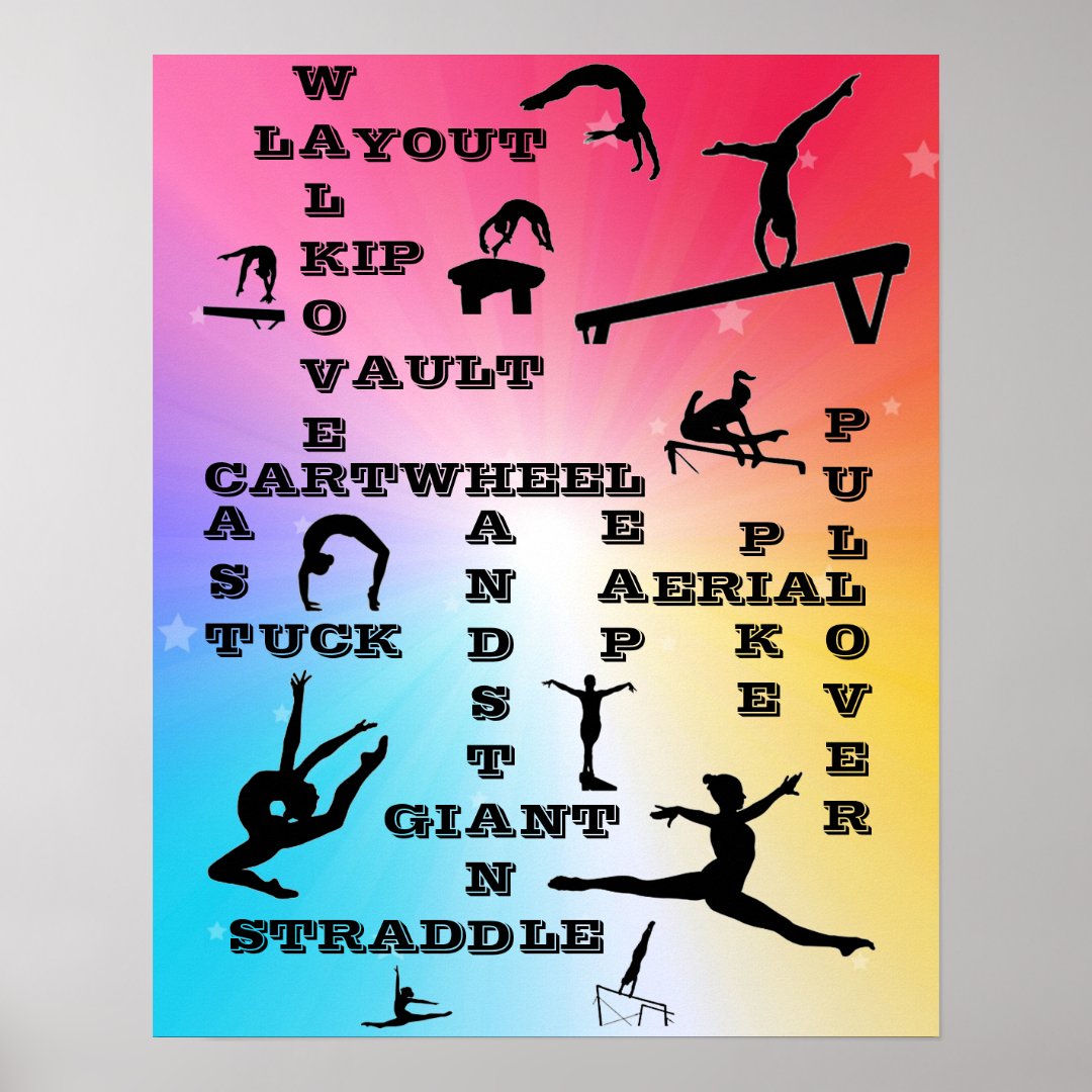 Girls Gymnastics Skills Crosswords Poster Zazzle