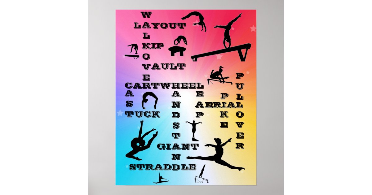 Girls Gymnastics Skills Crosswords Poster Zazzle