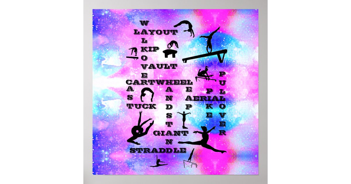 Girls Gymnastics Skills Crosswords Poster Zazzle