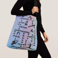 Girls Gymnastics Skills Crosswords Silver Hologram Crossbody Bag