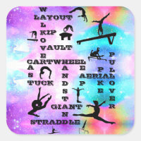 Girls Gymnastics Skills Crosswords Stickers
