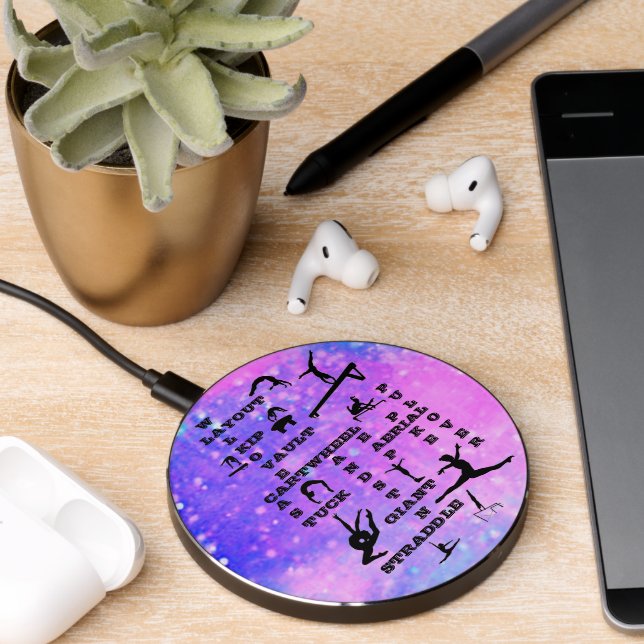 Girls Gymnastics Skills Crosswords   Wireless Charger (Desk 2)