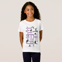 Girls Gymnastics Skills Deep Purple Crosswords T-Shirt