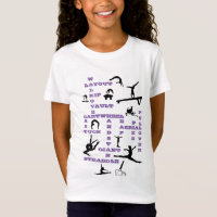 Girls Gymnastics Skills Purple Crosswords T-Shirt