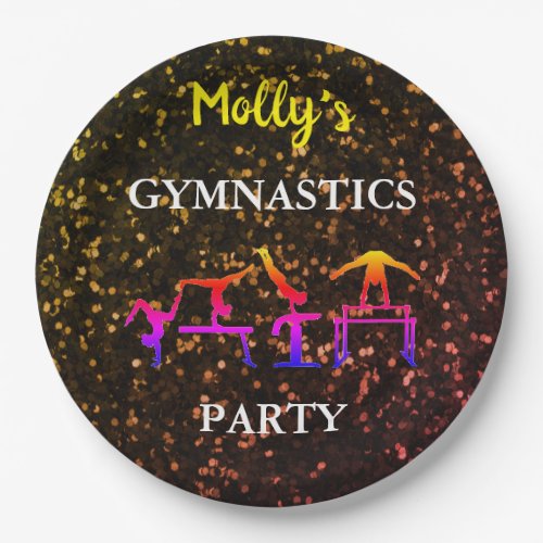 Girls Gymnastics Sparkle Birthday Party Custom Paper Plates