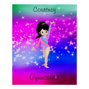 Girls Gymnastics Sparkle Gymnast in Leotard Poster