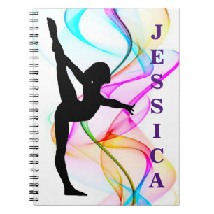 Girls Gymnastics Spiral Swirls Photo Notebook
