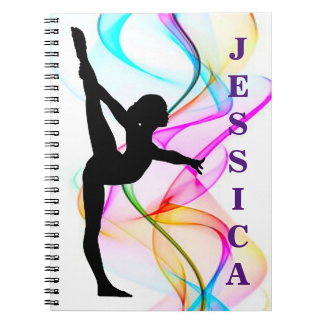 Girls Gymnastics Spiral Swirls Photo Notebook (Front)