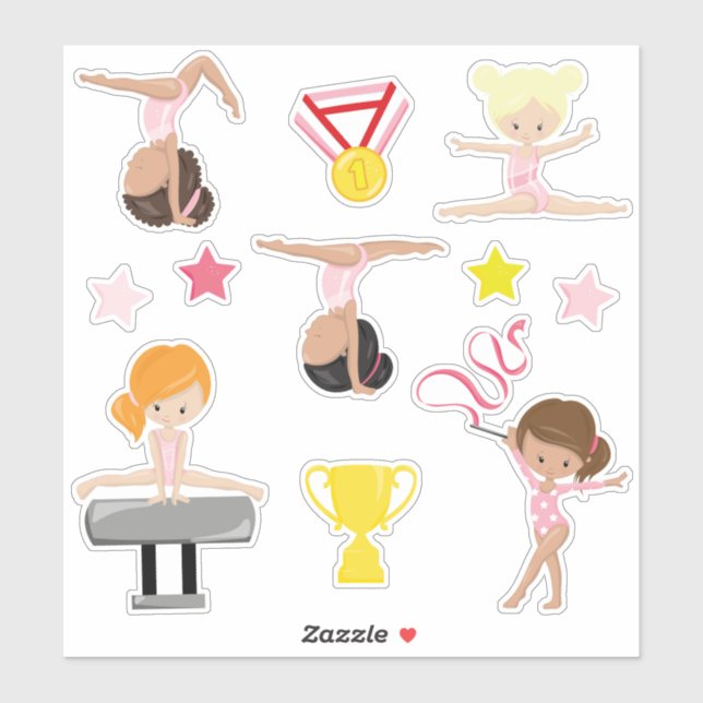 Girls Gymnastics Sticker (Sheet)