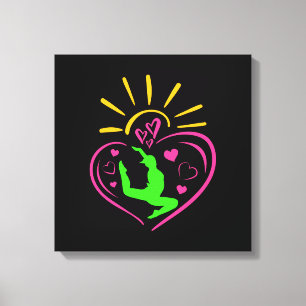 Girls Gymnastics - Summer Sunshine Heart Canvas Print