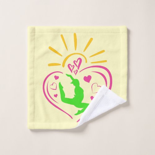 Girls Gymnastics _ Summer Sunshine Heart Wash Cloth