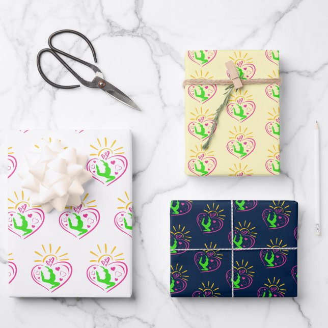 Girls Gymnastics - Summer Sunshine Heart Wrapping Paper Sheets (Front)