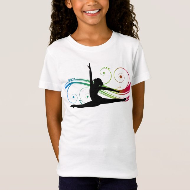 Girls Gymnastics Swirls T-Shirt (Front)