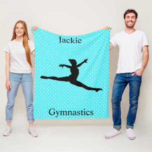 Girls Gymnastics Switch Leap Polka Dot Fleece Blanket