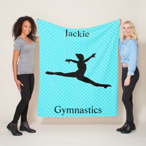 Girls Gymnastics Switch Leap Polka Dot Fleece Blanket