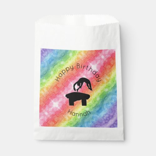 Girls Gymnastics Vault Happy Birthday Rainbow Favor Bag