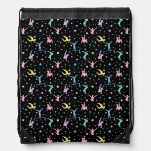 Girls Gymnastics Women Gymnasts with Stars Drawstring Bag